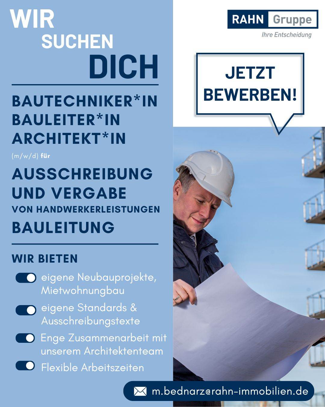 Stellenangebot Architekt Architektin Bauleitung