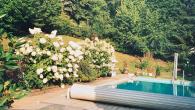 Großzügiger Bungalow, Partykeller, Pool, Doppelgarage und Ausbaupotenzial in ruhiger Lage! - Terrasse im Sommer